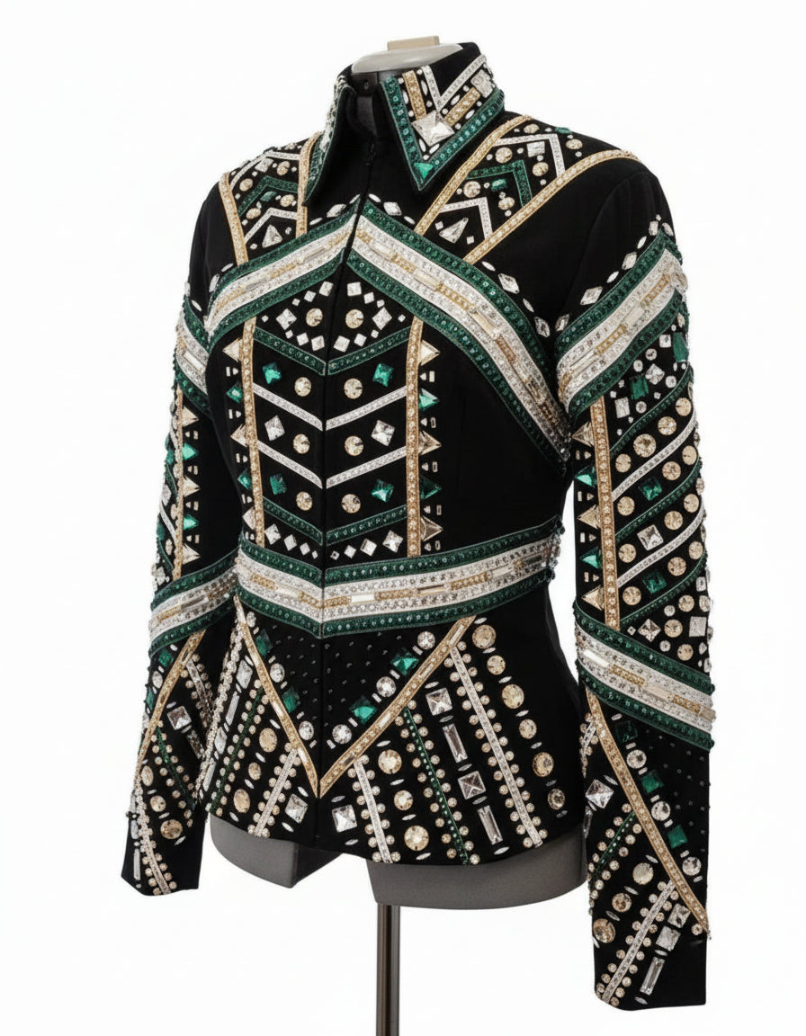 Luxury Western Show Shirt & Jacket – Rodeo Queen & Horsemanship Rail Elegance with Saddle Pad