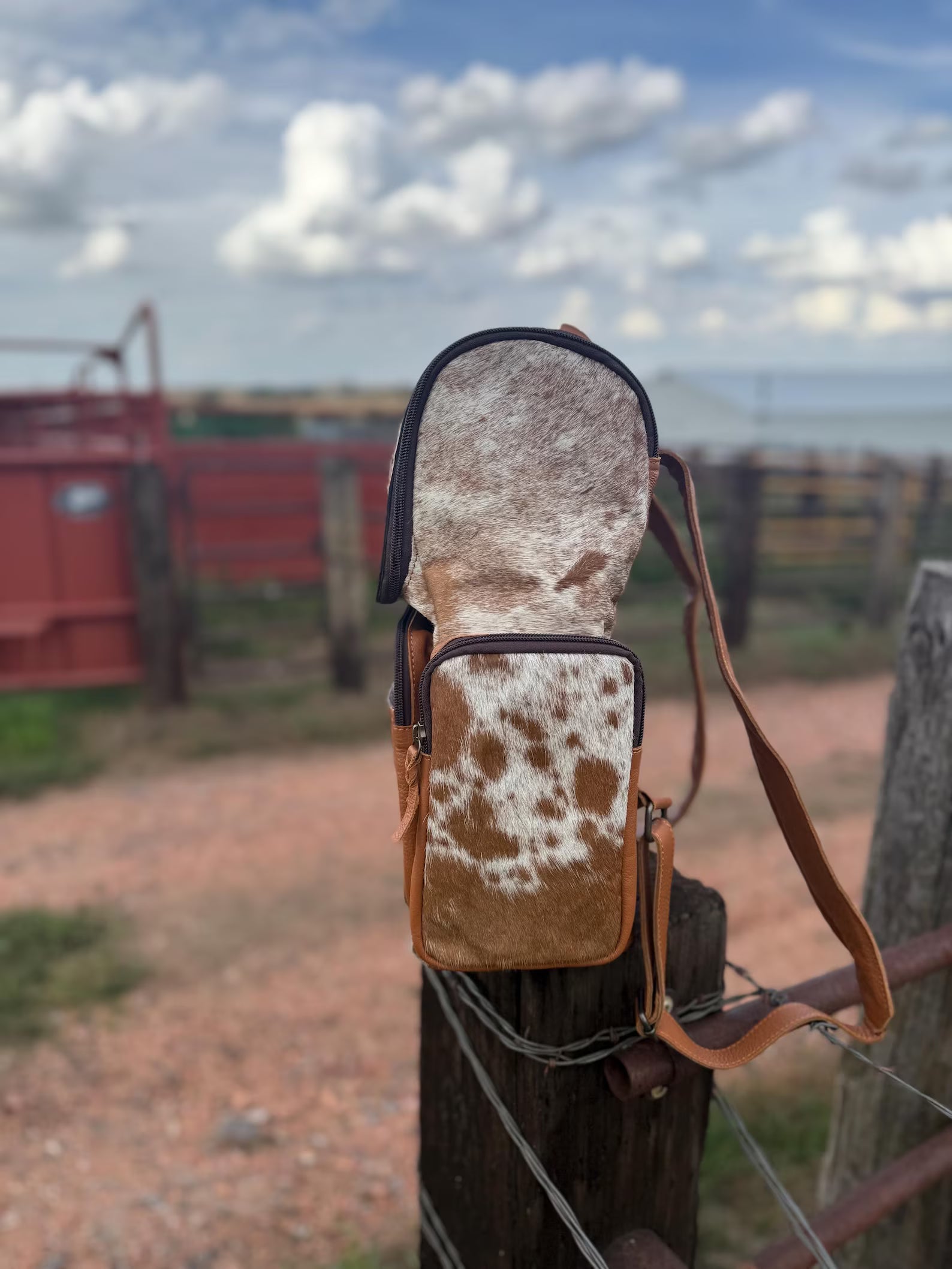 Tooled leather cowhide diaper bag/backpack