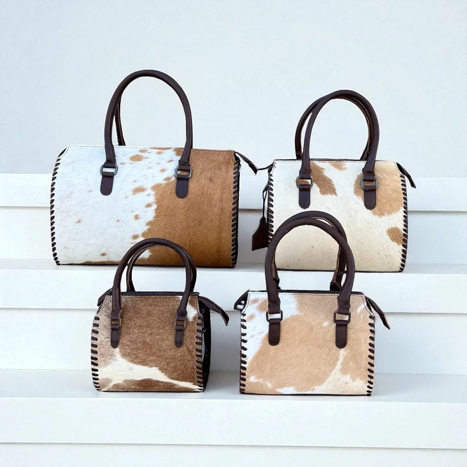 Cowhide Leather Crossbody Handbag with Leather Accents