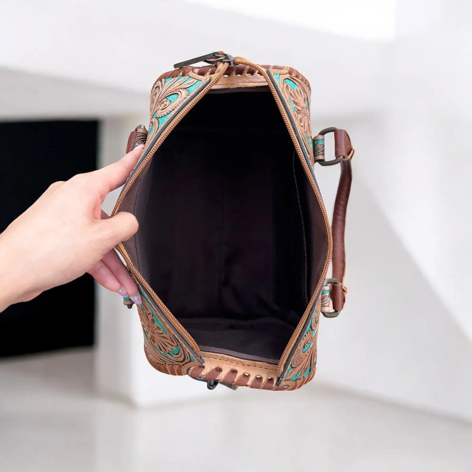 Cowhide Leather Crossbody Handbag with Leather Accents