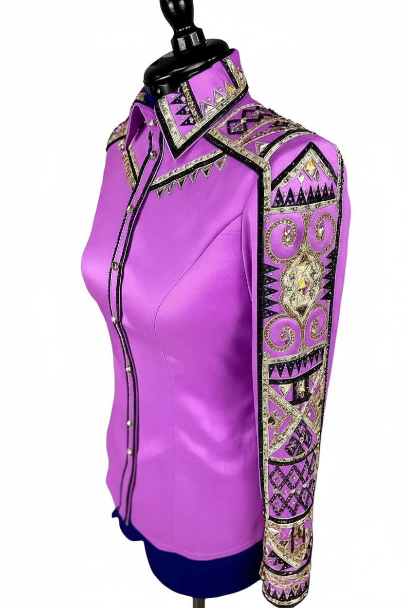 Handcrafted Pink Western Show Shirt – Swarovski Detailing & Breathable Stretch Comfort