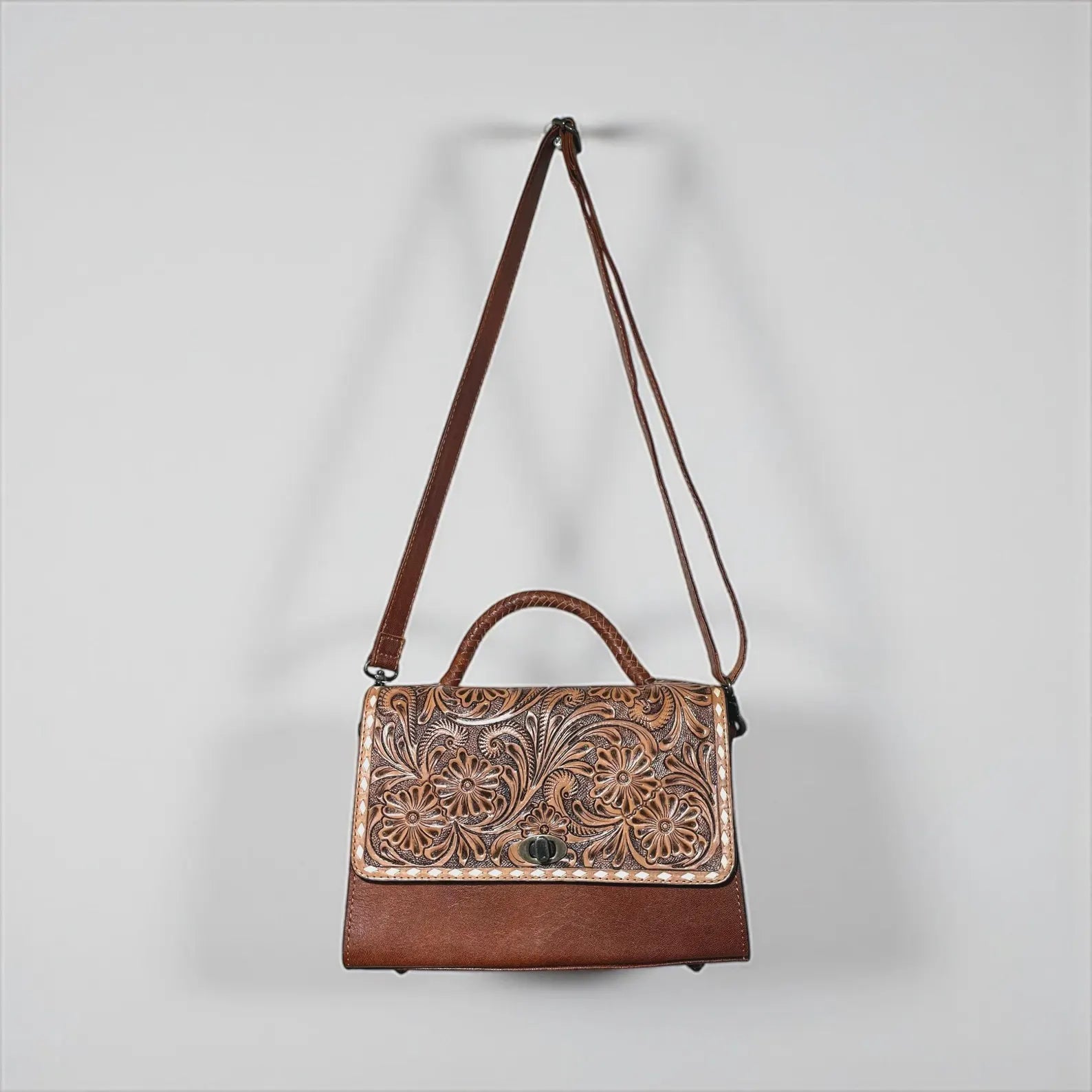 Barcelona Tooled leather crossbody bag, Women Crossbody Purse Ladies Fashion Handbag