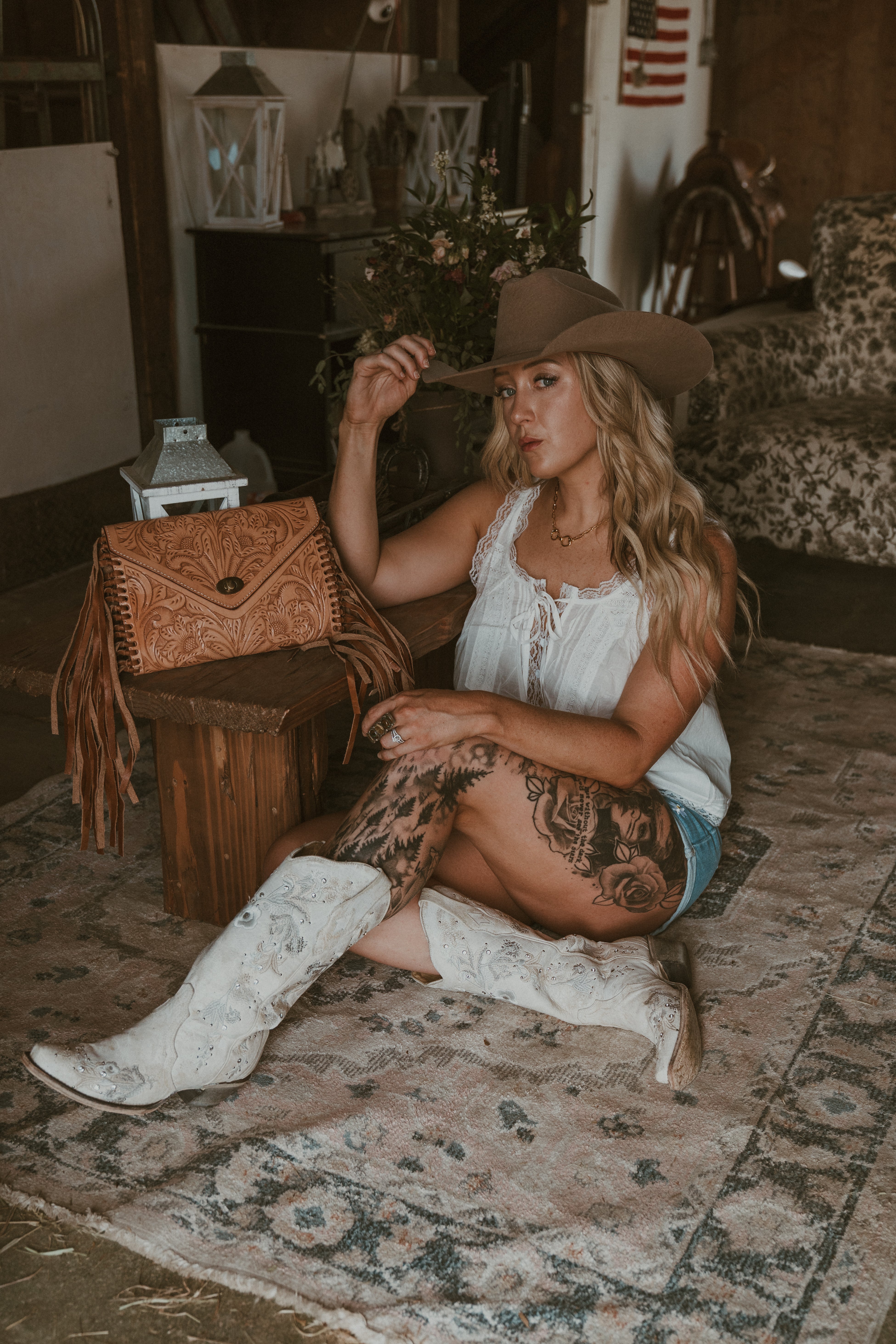 Western leather clutch Tooled Genuine Leather Crossbody Clutch Bag