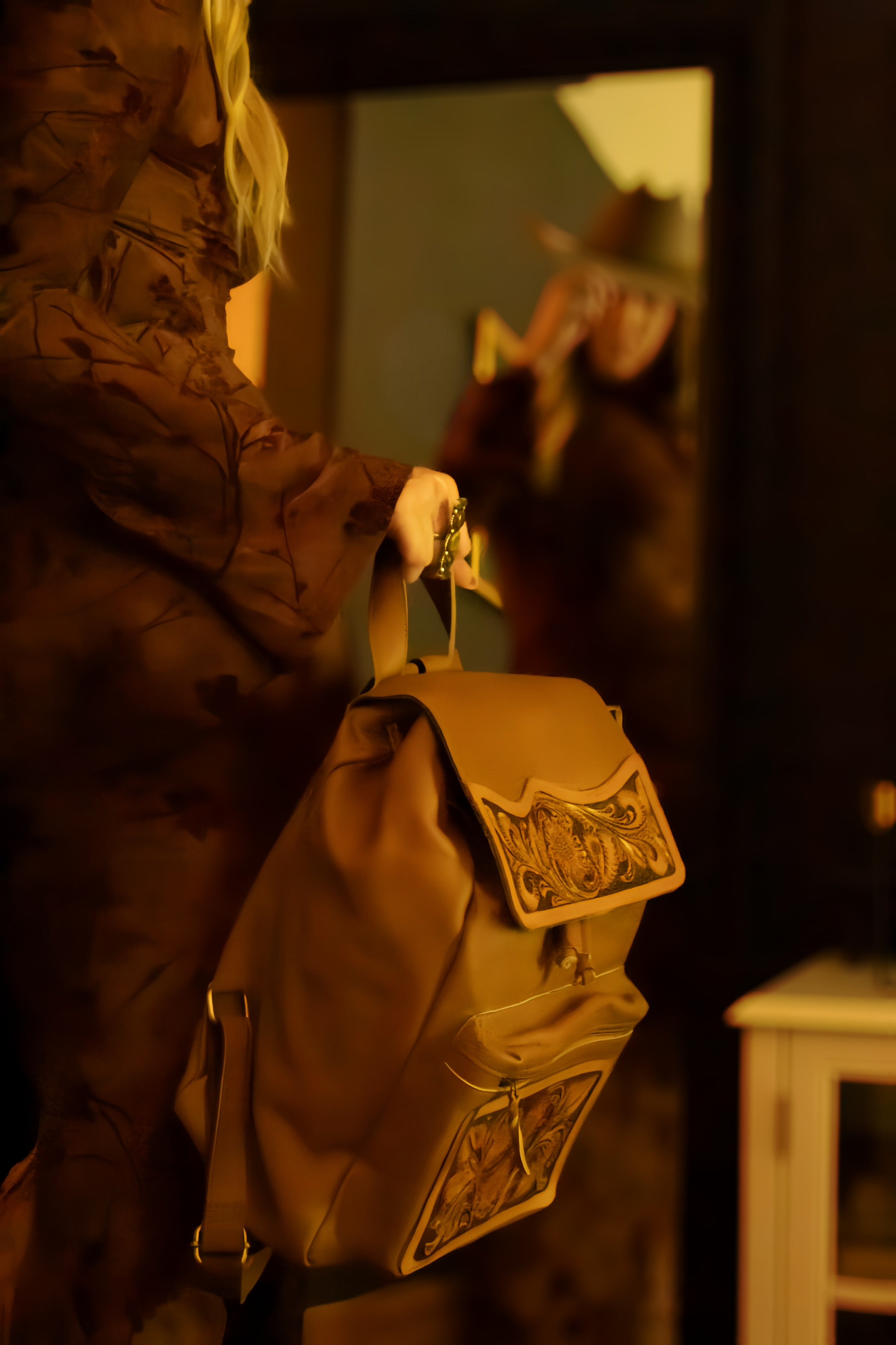 Western Tooled Genuine Leather Backpack